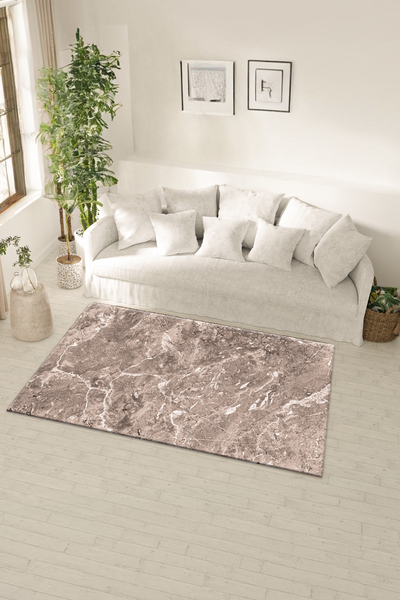 Dijital Baskılı Taş Desenli Makinada Yıkanabilir Salon ve Yolluk Halısı - resmiro