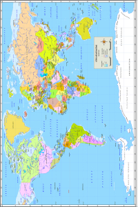 Dünya Haritası Tasarımlı Dijital Baskılı Halı - Thumbnail