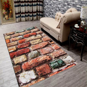 Duvar Taşı Desenli Dijital Baskılı Halı - 1