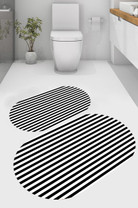 Düz Çizgili 2'li Banyo Paspası (50x60 cm - 60x100 cm) - Thumbnail