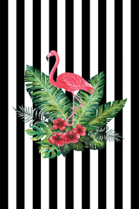 Düz Çizgili Flamingo Desenli Dijital Baskılı Halı - 2