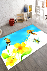 Eğlenceli Arılar Dijital Baskılı Halı - Thumbnail