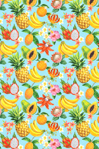 Egzotik Meyveler Desenli Dijital Baskılı Halı - Thumbnail