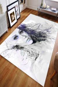 El Çizimi Portre Desenli Dijital Baskılı Halı - 1