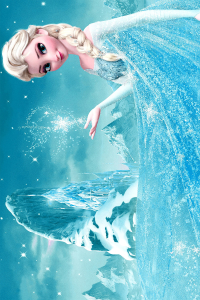 Elsa Prenses Desenli Dijital Baskılı Halı - Thumbnail