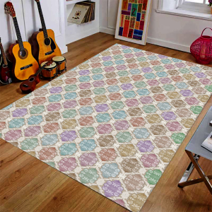 Eskitme Geometrik Desenli Dijital Baskılı Halı - 1