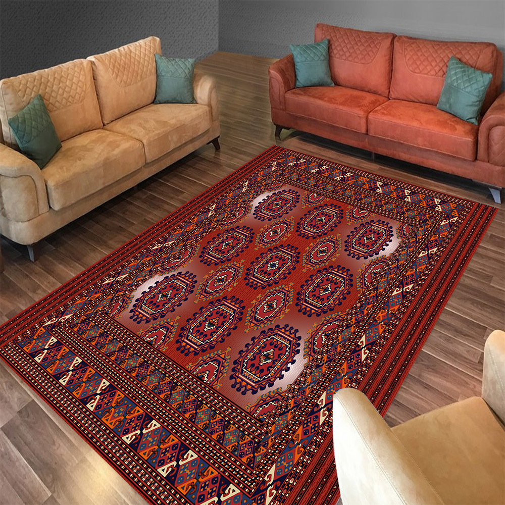 Eskitme Kilim Desenli Dijital Baskılı Halı Örtüsü HRC213