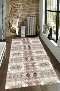 Eskitme Metraj Kilim Desenli Dijital Baskılı Halı - 1
