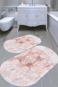 Eskitme Motif Desenli 2'li Banyo Paspası (50x60 cm - 60x100 cm) - 5