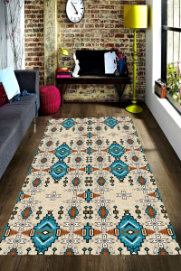 Etching Kilim Desenli Dijital Baskılı Halı - 1