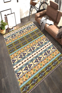 Etnik Çizgi Detaylı Kilim Desenli Dijital Baskılı Halı - 1