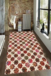 Etnik Geometrik Desenli Dijital Baskılı Halı - 1