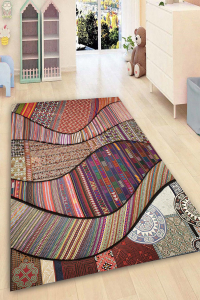 Etnik Geometrik Soft Renkler Dijital Baskılı Halı - 1