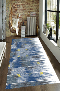 Fırça Darbeli Motif Detaylı Dijital Baskılı Halı - 1
