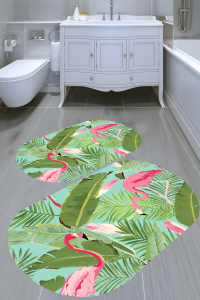 Flamingo Desenli 2'li Banyo Paspası (50x60 cm - 60x100 cm) - 4