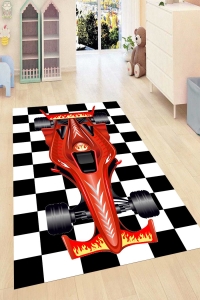Formula Bir Araba Desenli Dijital Baskılı Halı - 1