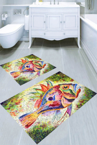 Fosforlu Balık Desenli 2li Banyo Paspası (50x60 cm - 60x100 cm) - 4