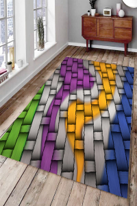 Geometrik Birleşme Ve Modern Renkler Dijital Baskılı Halı - 1