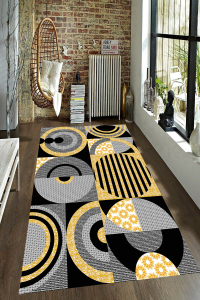 Geometrik Çember Desenli Dijital Baskılı Halı - 1