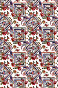 Geometrik Çiçek Desenli Dijital Baskılı Halı - 2