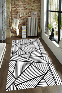 Geometrik Çizgi Tasarımlı Dijital Baskılı Halı - 1