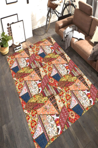 Geometrik Eskitme Tasarımlı Dijital Baskılı Halı - 1
