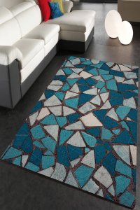 Geometrik Kadife Taşlar Ve Modern Renlkler Dijital Baskılı Halı - 1