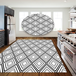 Geometrik Kare Desenli Dijital Baskılı Halı - 1