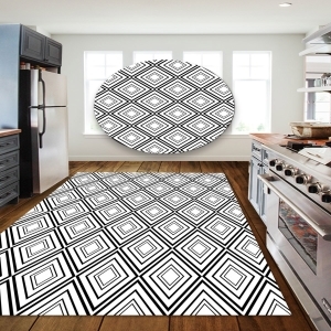 Geometrik Kare Desenli Dijital Baskılı Halı - 3