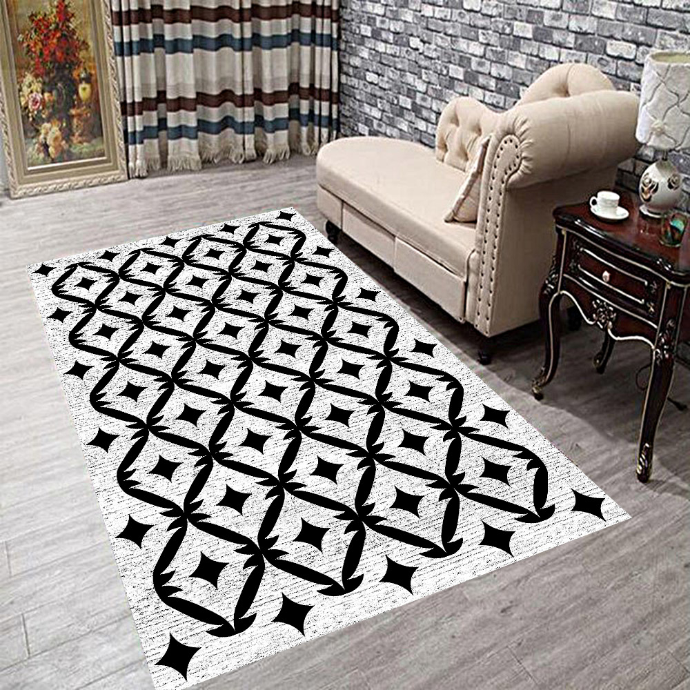 Geometrik Modern Desenli Dijital Baskılı Halı Örtüsü HRC158