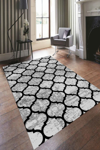 Geometrik Oval Desenli Dijital Baskılı Halı - 1