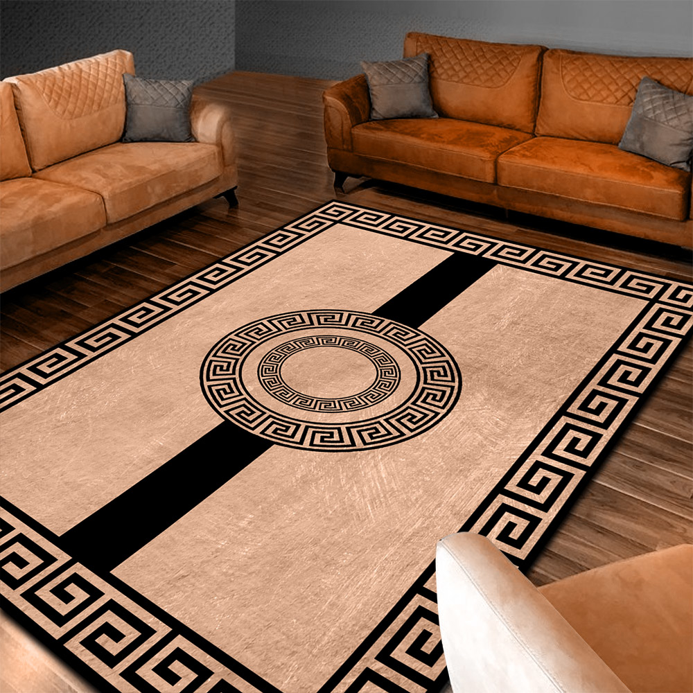 Geometrik Renkli Mühür Desenli Dijital Baskı Halı