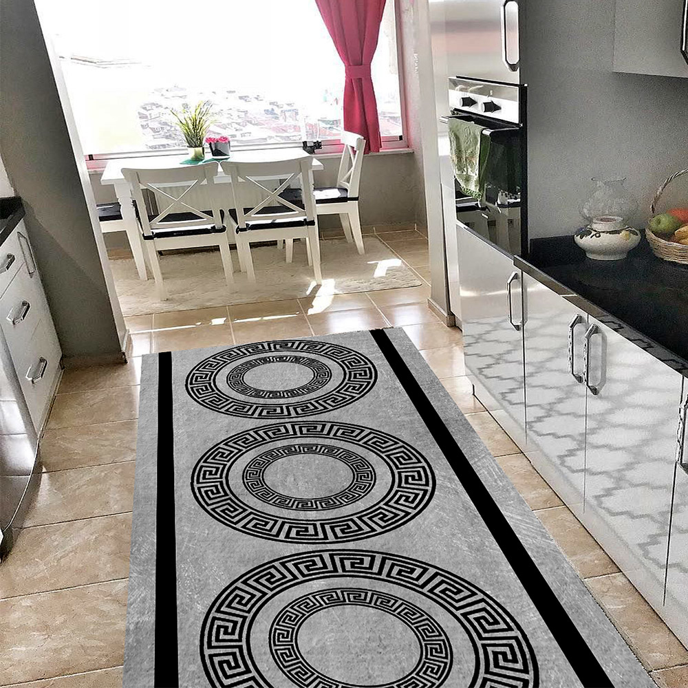 Geometrik Üçlü Mühür Desenli Dijital Baskılı Halı Örtüsü HRC409