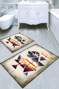 Geometrik Yansıma Desenli 2'li Banyo Paspası (50x60 cm - 60x100 cm) - 3