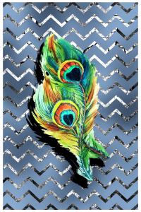 Geometrik Zeminli Tavus Kuşu Tüyü Dijital Baskılı Halı - Thumbnail