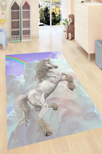 Gökkuşağı ve Unicorn Dijital Baskılı Halı - 1