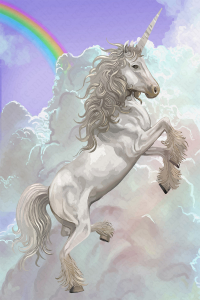 Gökkuşağı ve Unicorn Dijital Baskılı Halı - 2