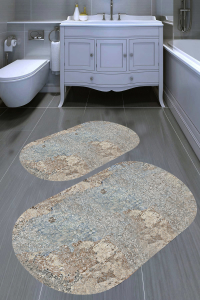Gölge Eskitme Desenli 2'li Banyo Paspası (50x60 cm - 60x100 cm) - 5