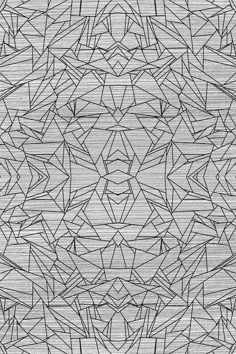 Gri Origami Desenli Dijital Baskılı Halı