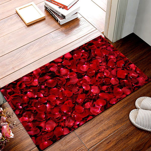 Gül Yaprakları Desenli Dijital Baskılı Halı - resmiro