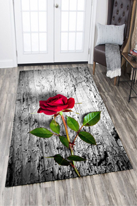 Gülün Sadeliği Dijital Baskılı Halı Örtüsü HRC1923 - 1