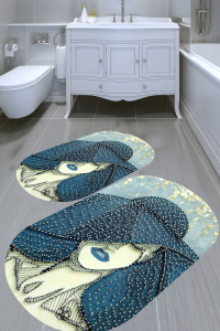 Havalı Portre Desenli 2'li Banyo Paspası (50x60 cm - 60x100 cm) - 5