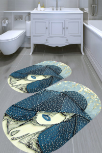Havalı Portre Desenli 2'li Banyo Paspası (50x60 cm - 60x100 cm) - 1