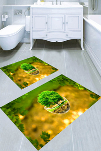 Hayat Ağacı Desenli 2'li Banyo Paspası (50x60 cm - 60x100 cm) - 3
