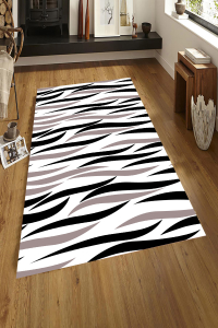 İki Renkli Zebra Tasarımlı Dijital Baskılı Halı - Thumbnail