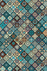 İslamik Mermer Desenleri Dijital Baskılı Halı Örtüsü HRC1999 - 2