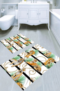 Kaplan ve Halat Desenli 2′li Banyo Paspası (50x60 cm - 60x100 cm) - 1