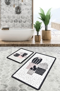 Kaymaz-dot-taban-yikanabilir-paspas (50x60 Cm - 60x100 Cm) 2' Li BRC3072 - 3