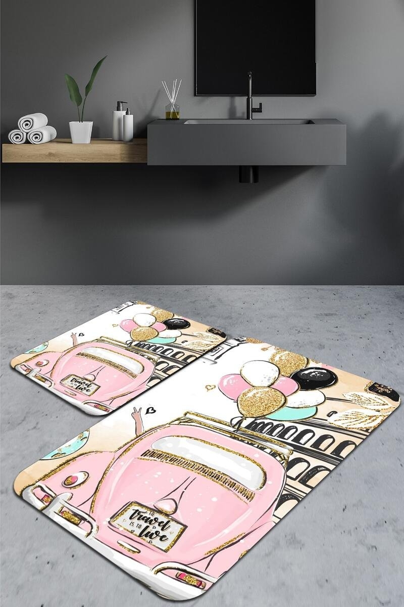 Kaymaz-dot-taban-yikanabilir-paspas (50x60 Cm - 60x100 Cm) 2' Li BRC3089