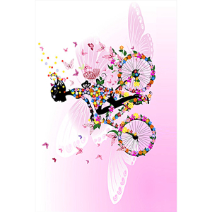 Kelebek ve Çiçek Desenli Dijital Baskılı Halı - Thumbnail